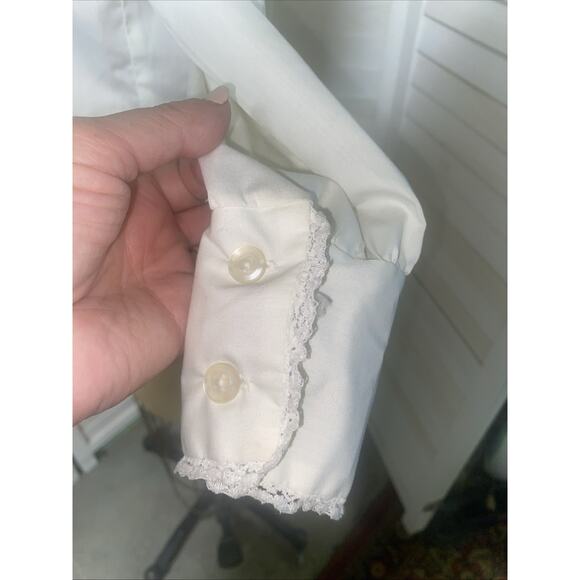 Handmade Vintage White Cotton Blouse Top Ruffle Boho Peasant Cottagecore M/L - Picture 8 of 8